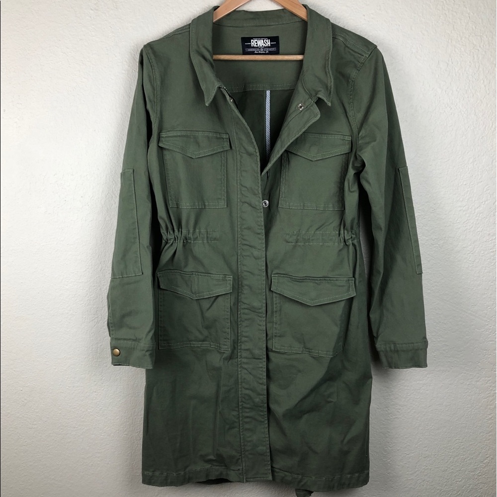 Rewash Stretch Woven Long utility jacket